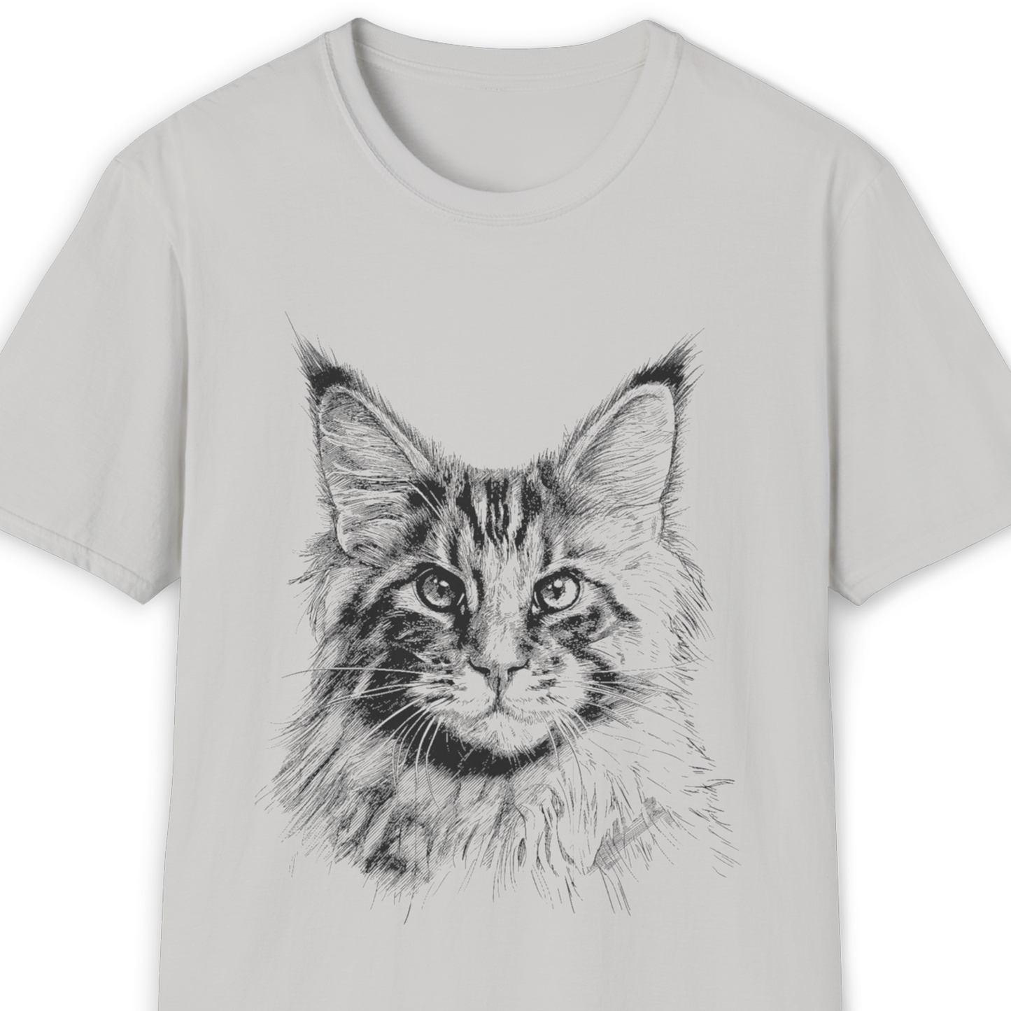 Maine Coon Cat Breed Illustration T-Shirt – Premium Cotton