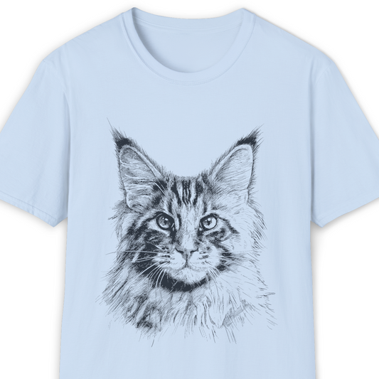 Maine Coon Cat Breed Illustration T-Shirt – Premium Cotton