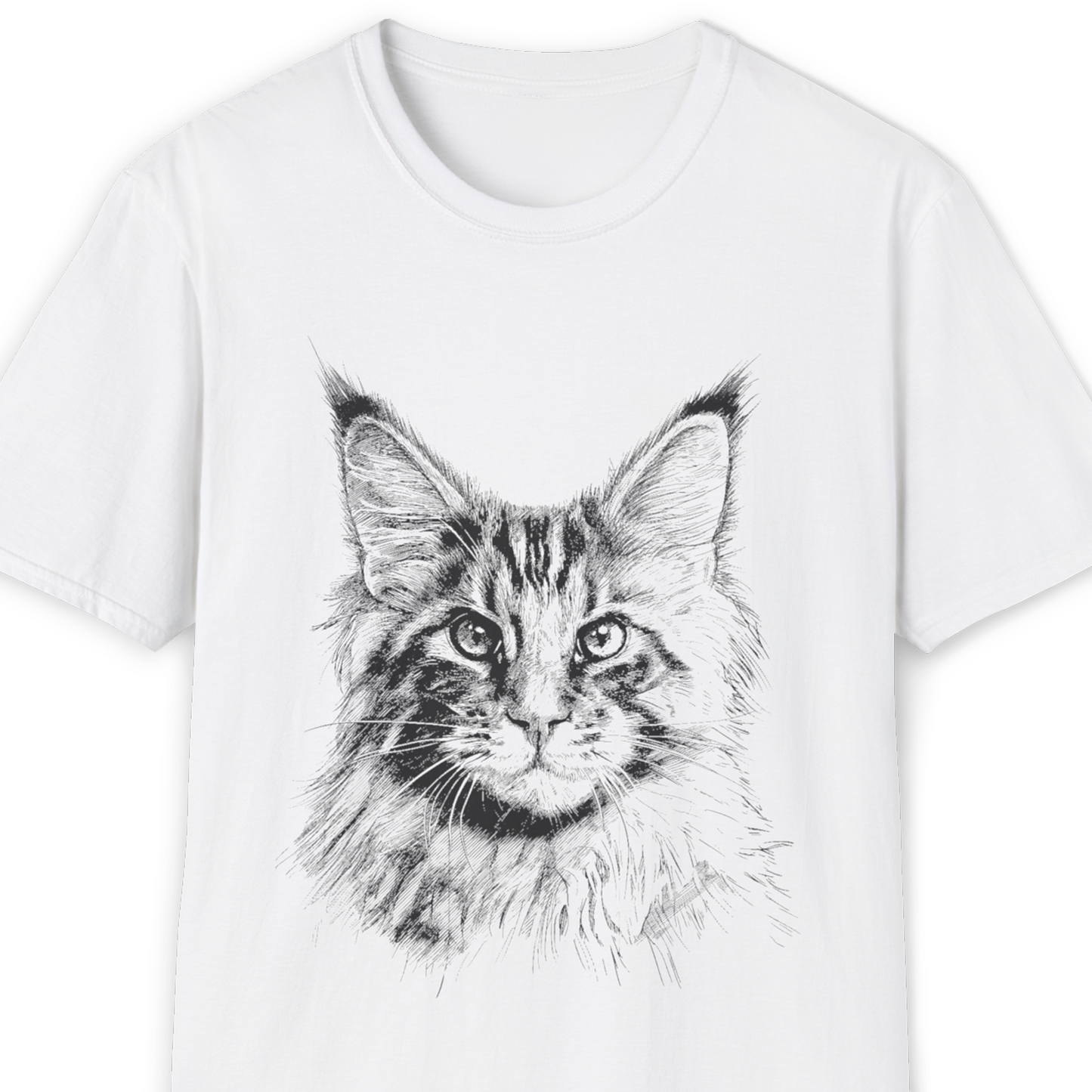 Maine Coon Cat Breed Illustration T-Shirt – Premium Cotton