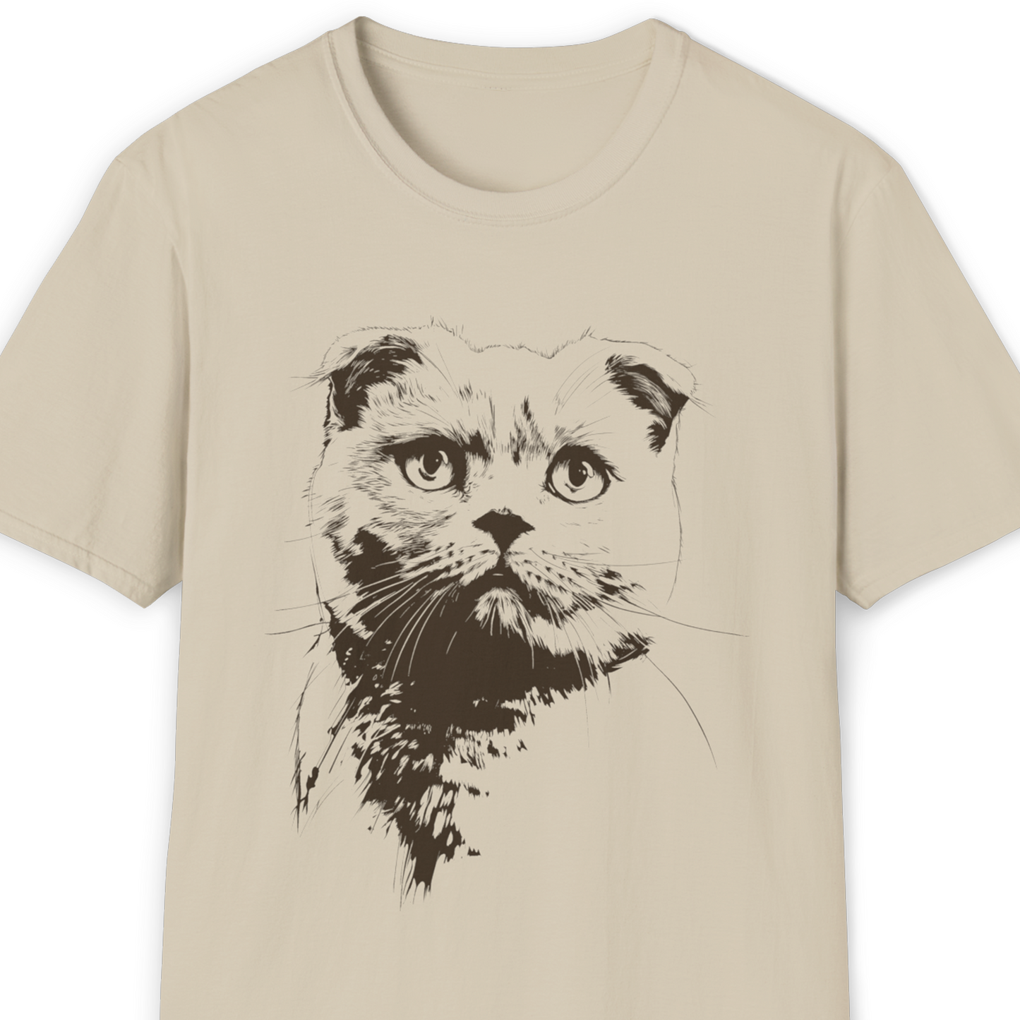 Scottish Fold Cat Breed Illustration T-Shirt – Premium Cotton