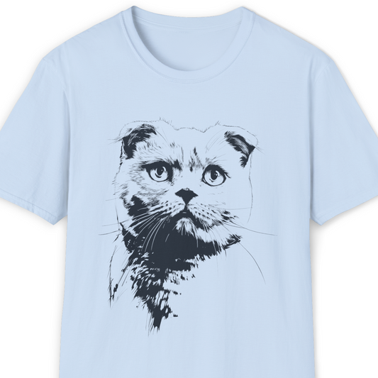 Scottish Fold Cat Breed Illustration T-Shirt – Premium Cotton