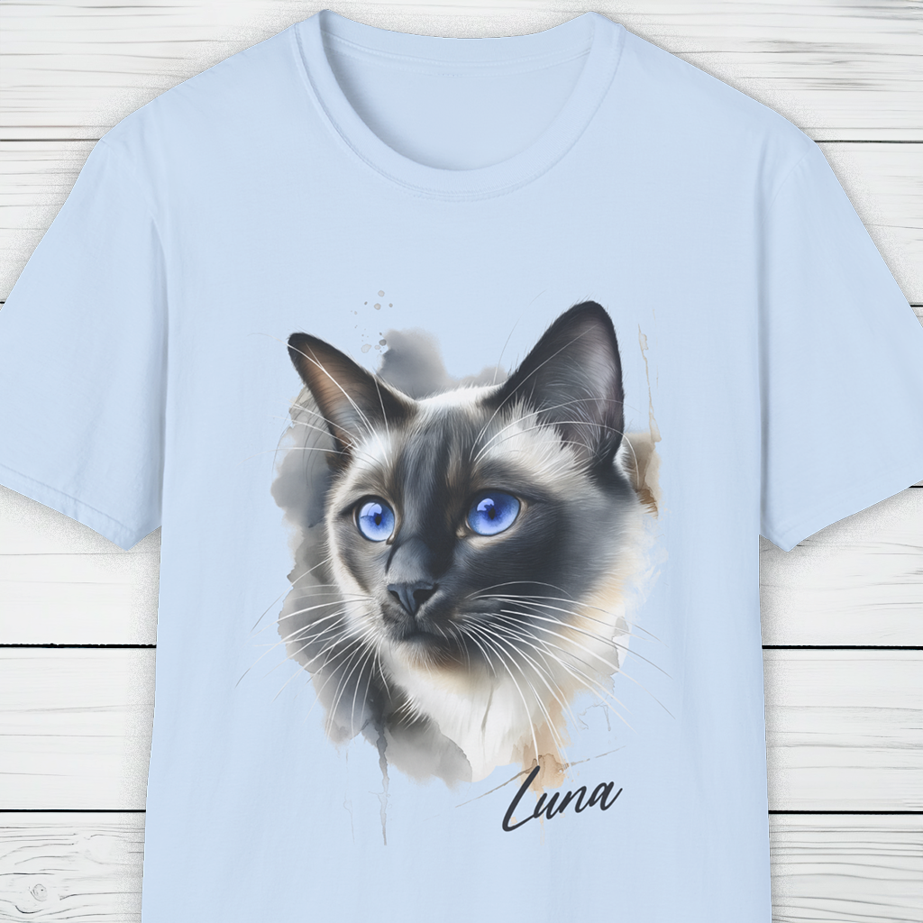 Custom Cat Portrait T-Shirt Personalised Watercolour Illustration