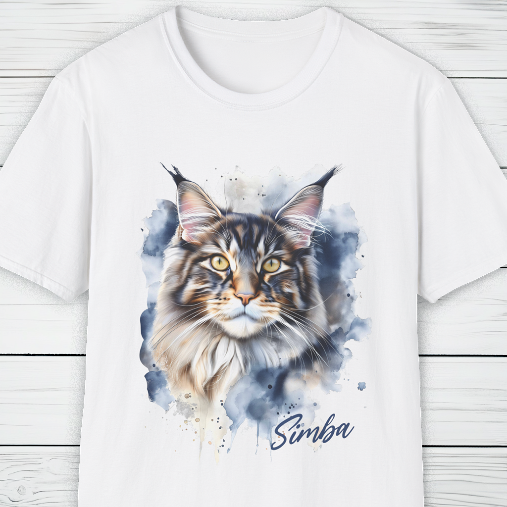 Custom Cat Portrait T-Shirt Personalised Watercolour Illustration