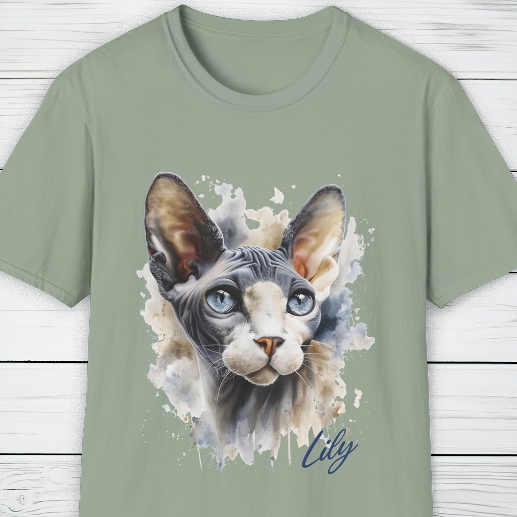 Custom Cat Portrait T-Shirt Personalised Watercolour Illustration