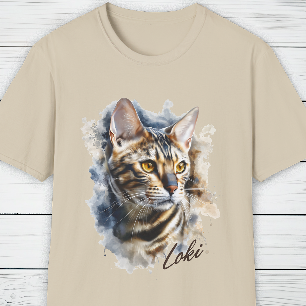 Custom Cat Portrait T-Shirt Personalised Watercolour Illustration