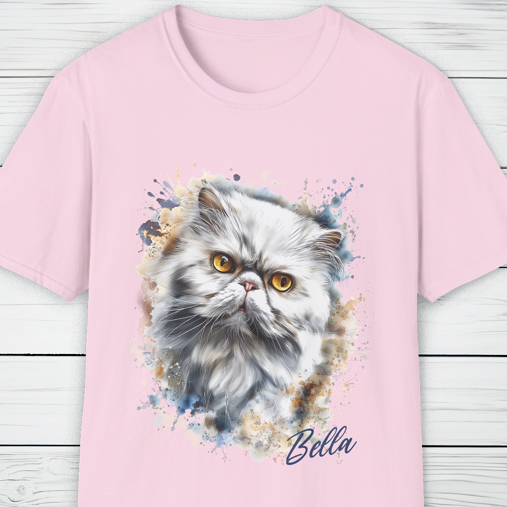 Custom Cat Portrait T-Shirt Personalised Watercolour Illustration