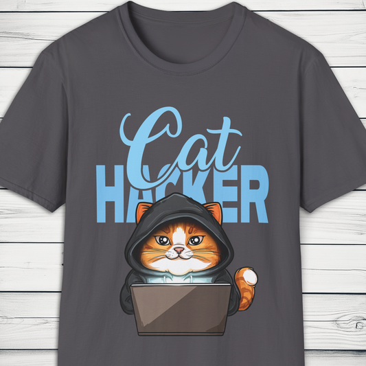 Cat Hacker Unisex T-Shirt Black or Charcoal