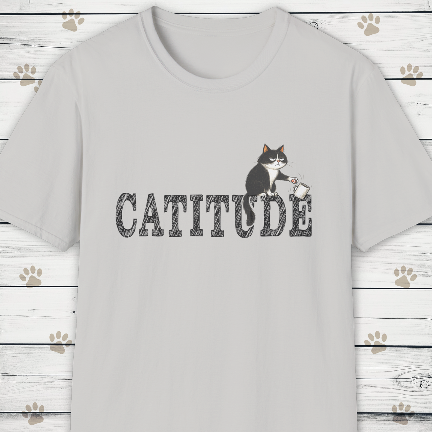 Catitude T-Shirt - Funny Cat Sketch