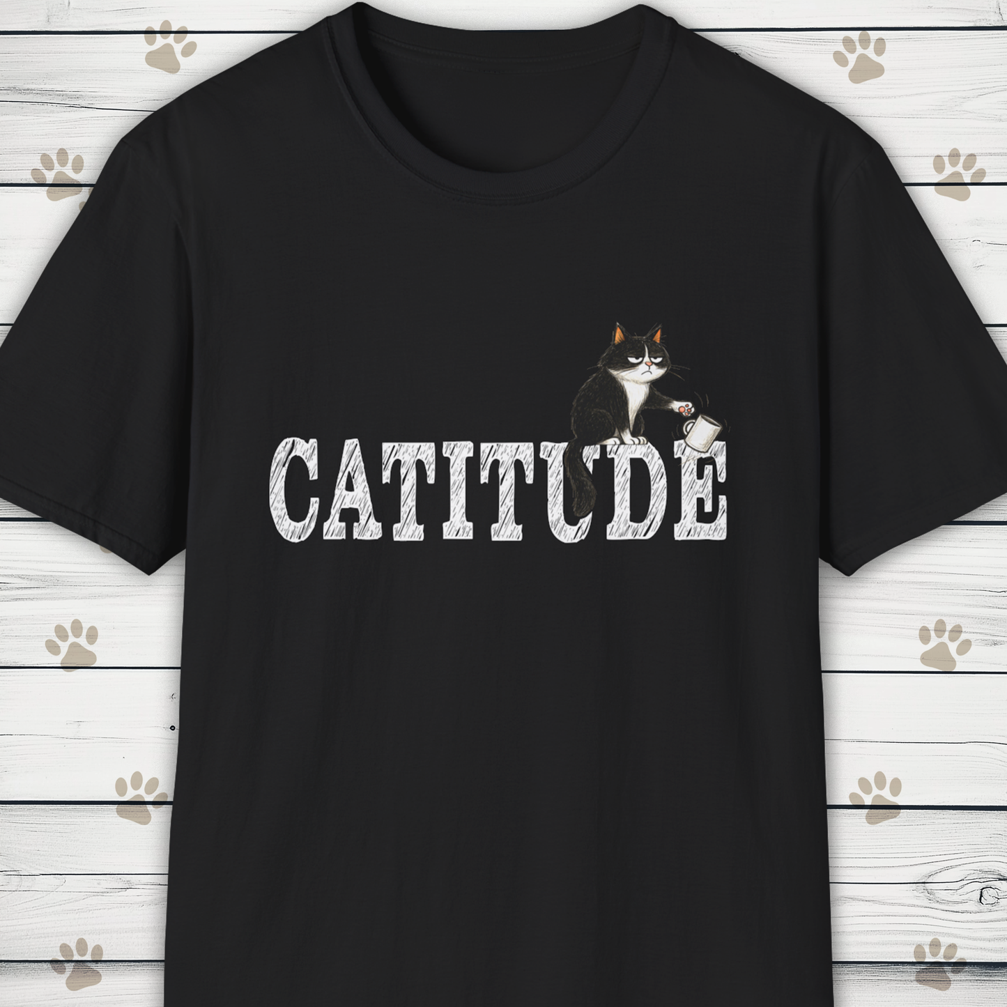 Catitude T-Shirt - Funny Cat Sketch
