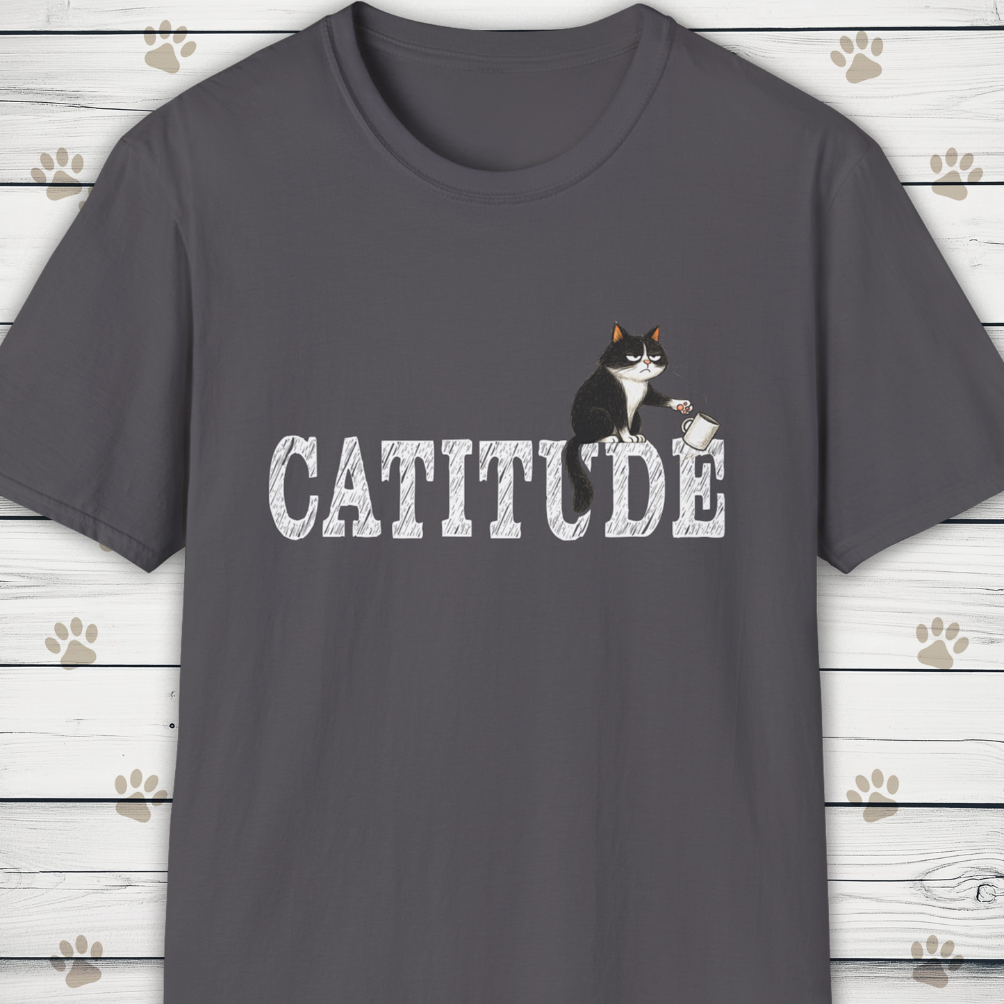 Catitude T-Shirt - Funny Cat Sketch