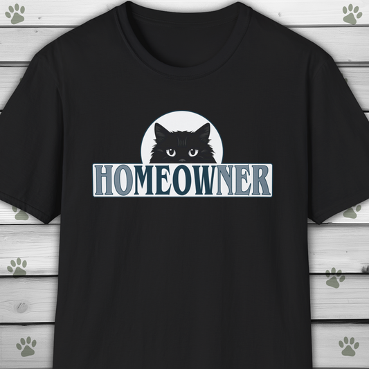 Funny Cat Pun T-Shirt Homeowner Ho-meow-ner Meow Shirt