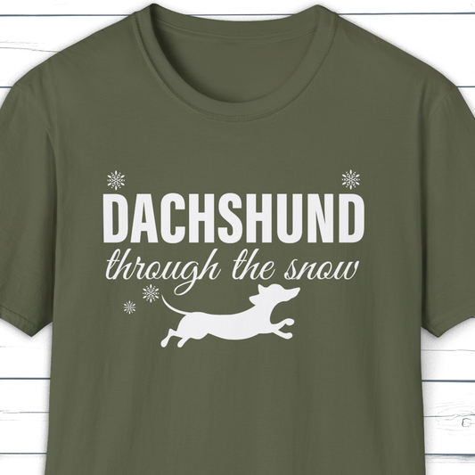 Christmas Dachshund T-Shirt – Dachshund Through the Snow Pun Tee