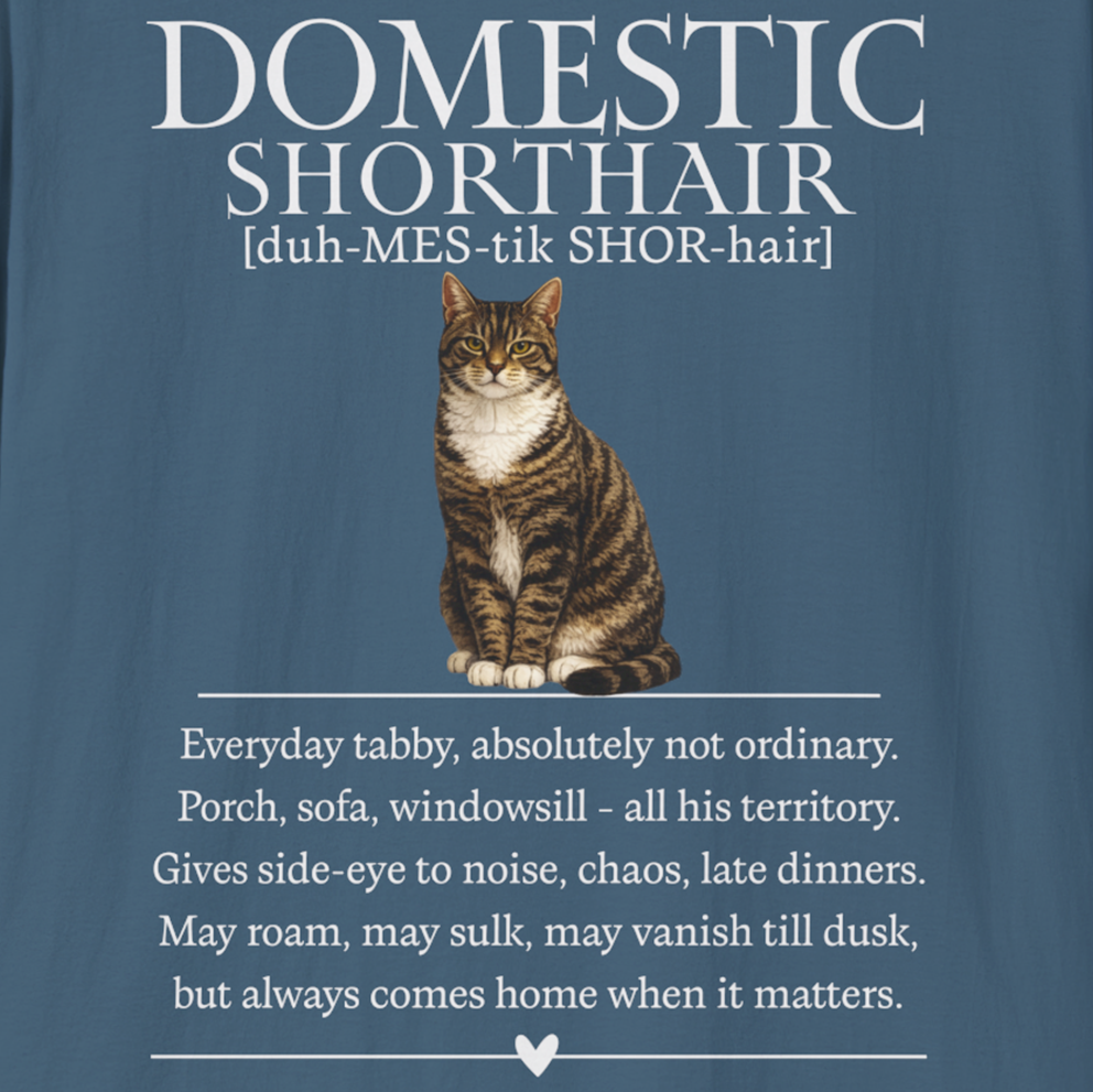 Domestic Shorthair Definition T-Shirt – Cat Chronicles
