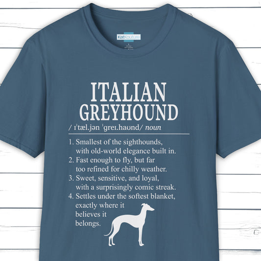 Italian Greyhound Definition T-Shirt Dictionary Dogs Collection