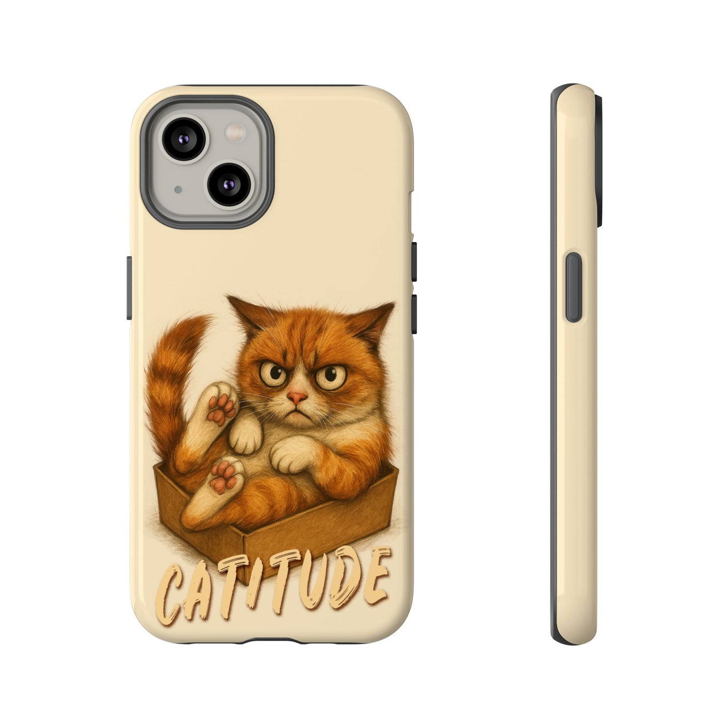 Grumpy Ginger Cat Phone Case CATITUDE in a Box