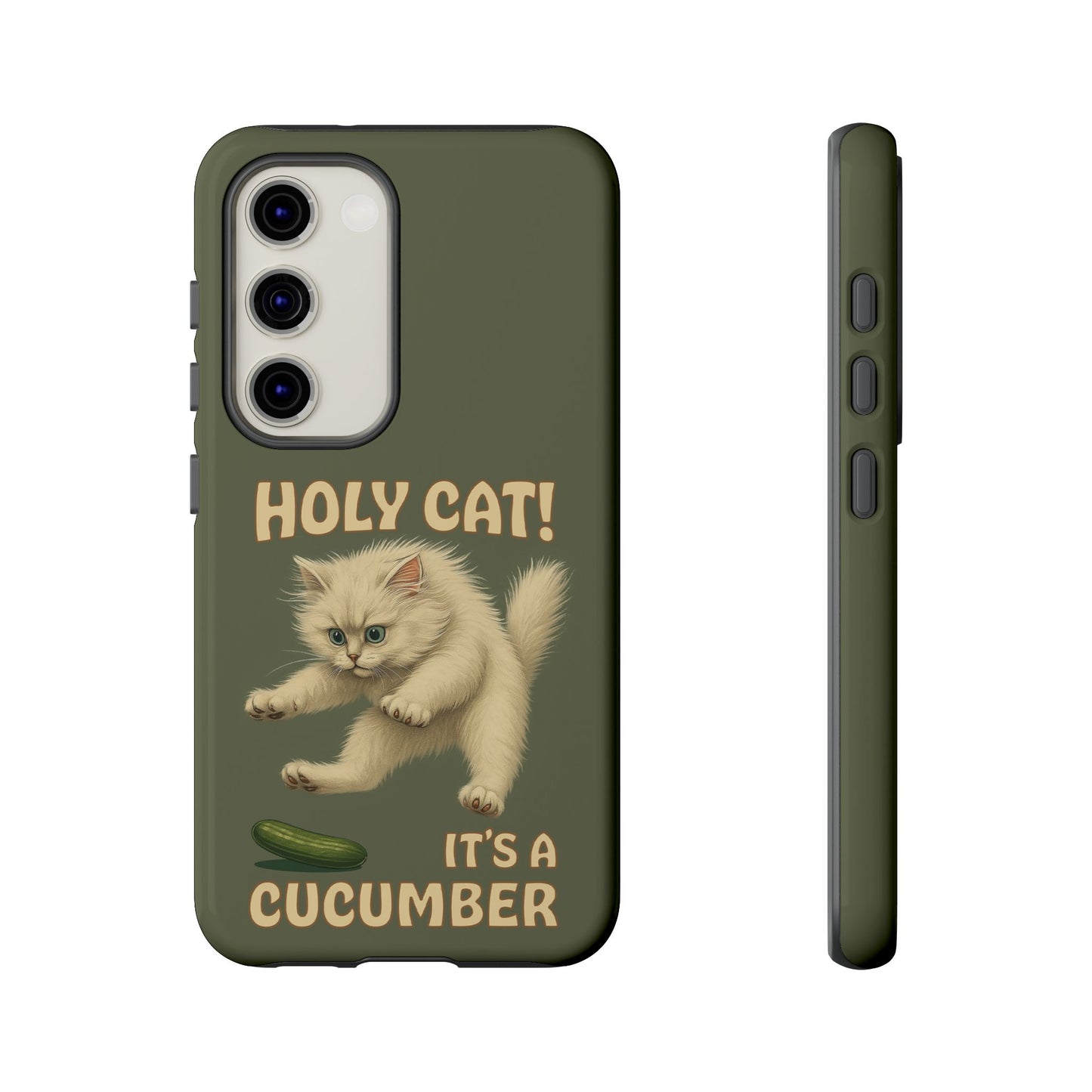 Holy Cat! It's a Cucumber – Funny Jumping Cat Phone Case