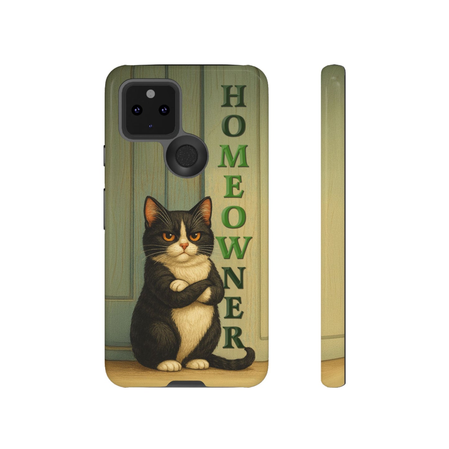 Proud Cat Homeowner Phone Case – Funny Black & White Cat Design