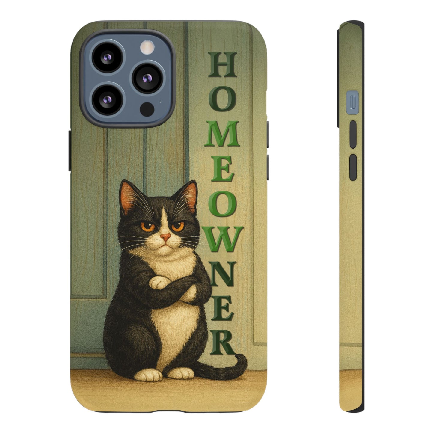 Proud Cat Homeowner Phone Case – Funny Black & White Cat Design