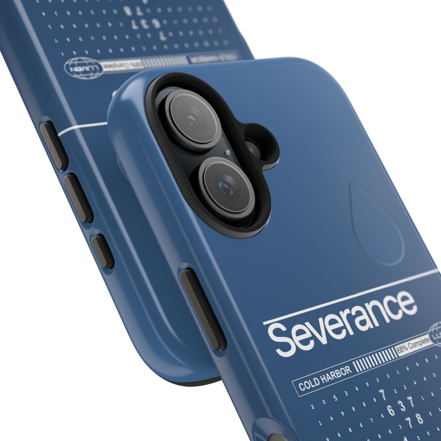 Severance Inspired Phone Case Cold Harbor Corporate Blue Design
