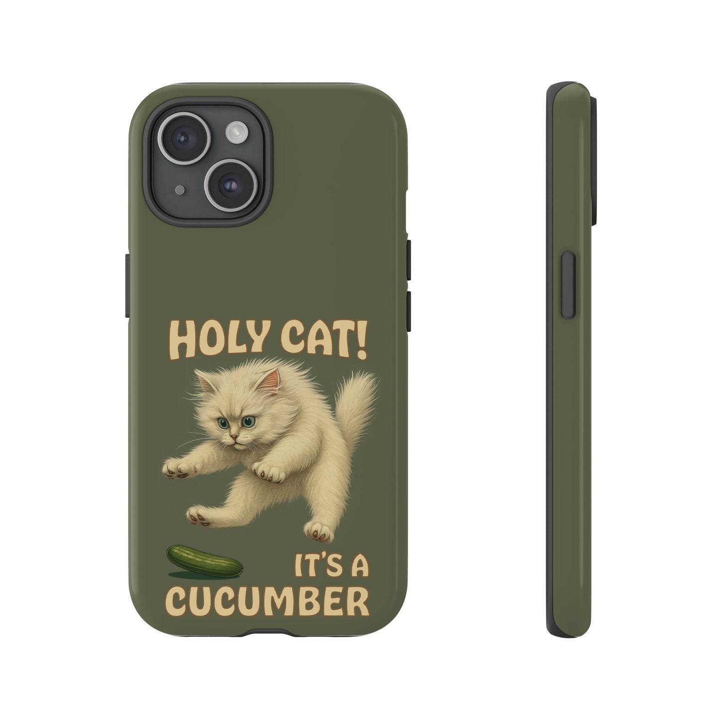 Holy Cat! It's a Cucumber – Funny Jumping Cat Phone Case