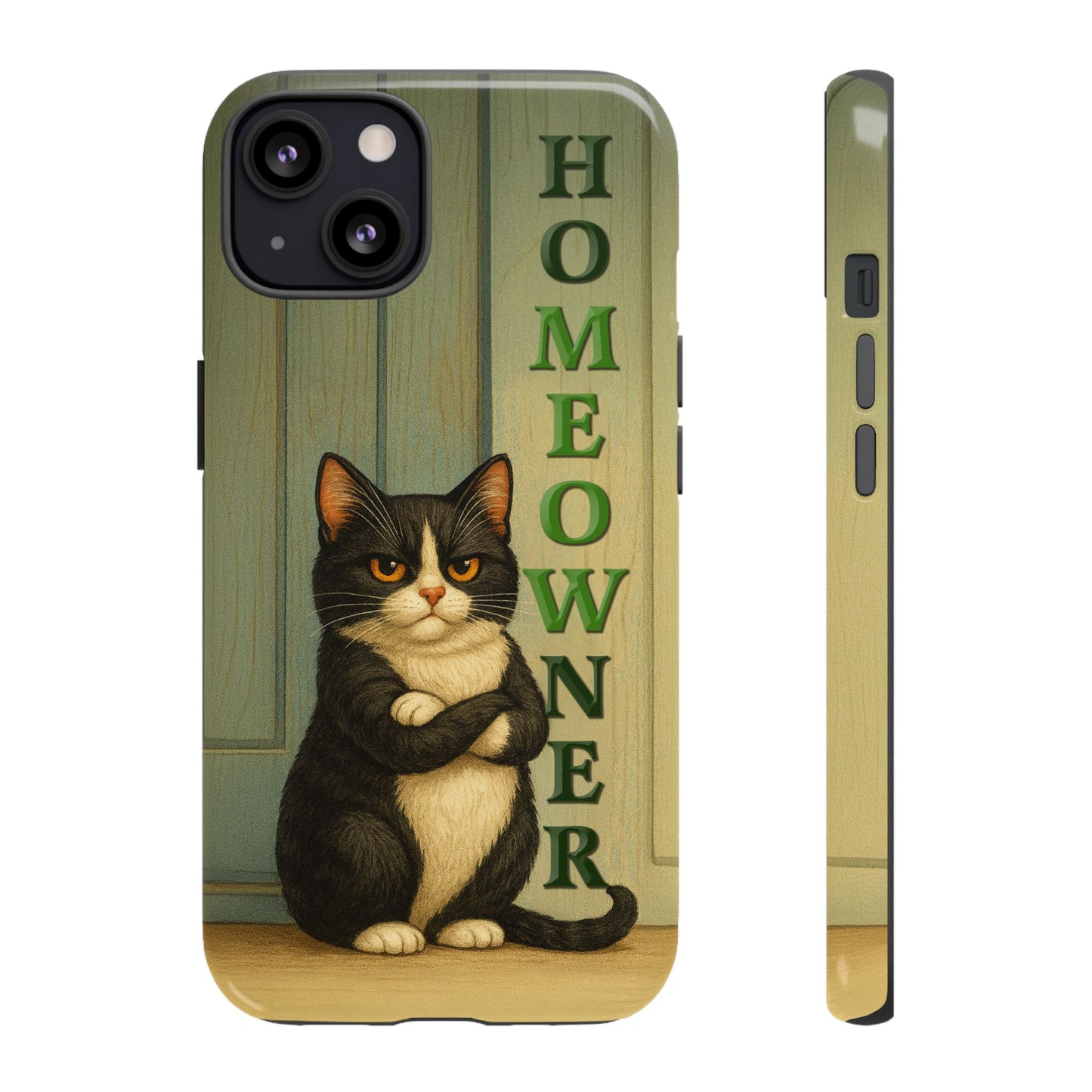 Proud Cat Homeowner Phone Case – Funny Black & White Cat Design