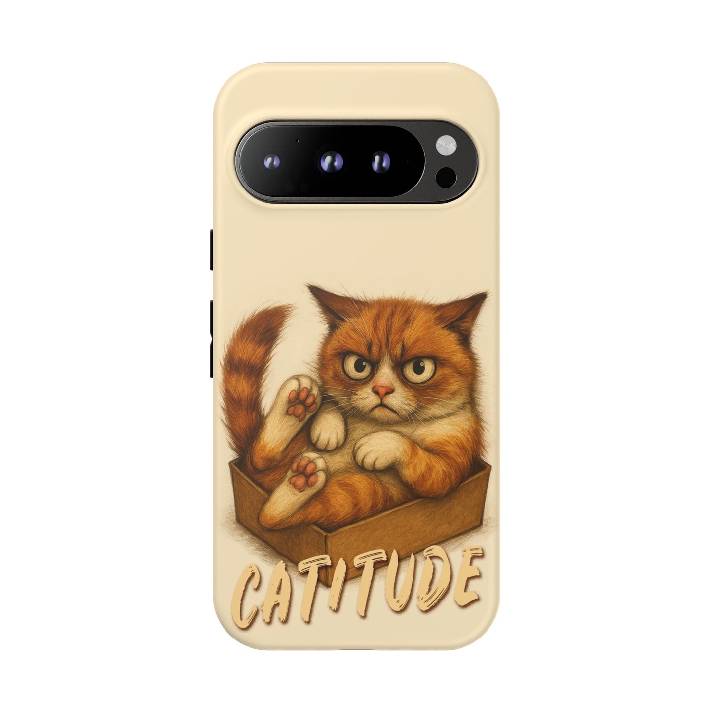 Grumpy Ginger Cat Phone Case CATITUDE in a Box
