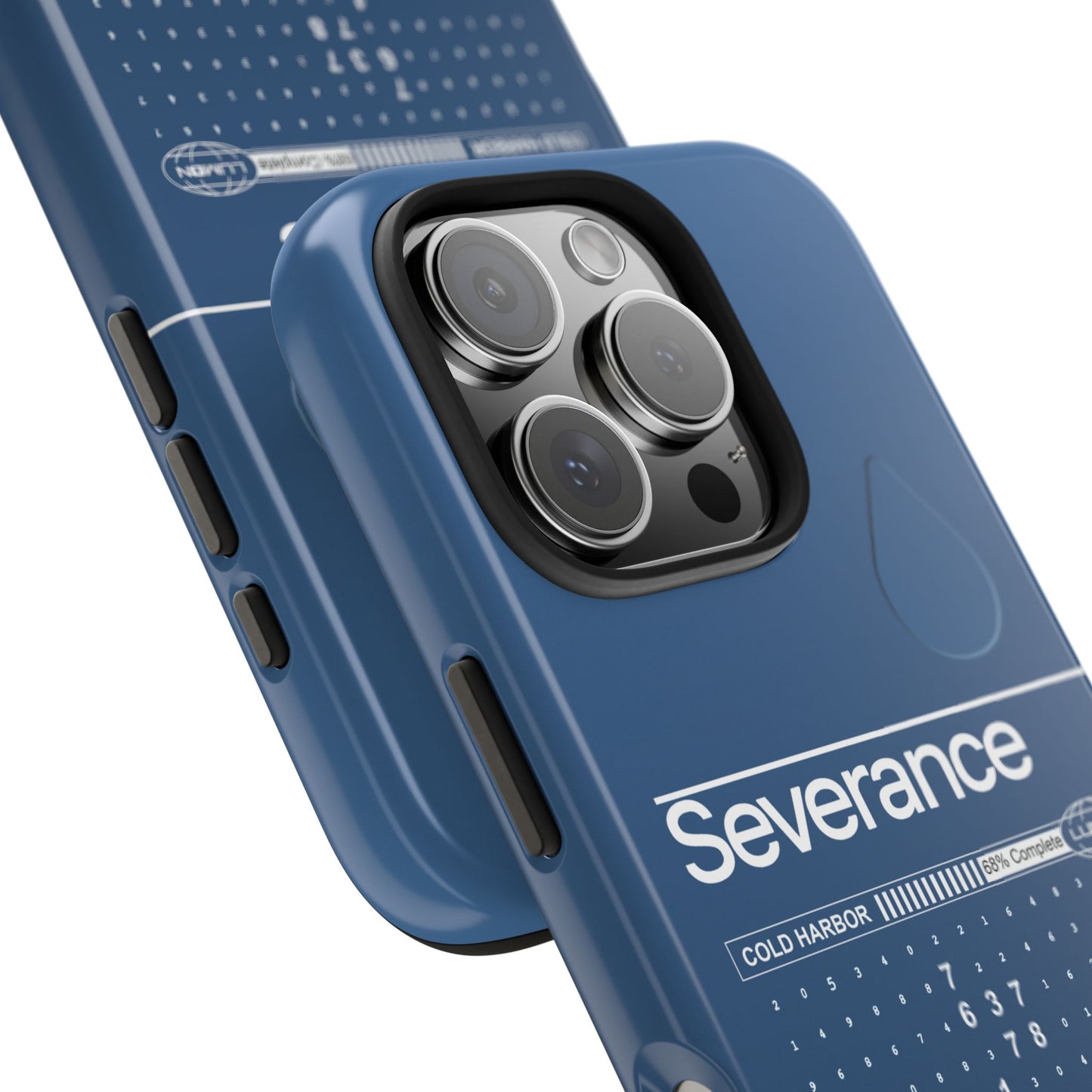 Severance Inspired Phone Case Cold Harbor Corporate Blue Design