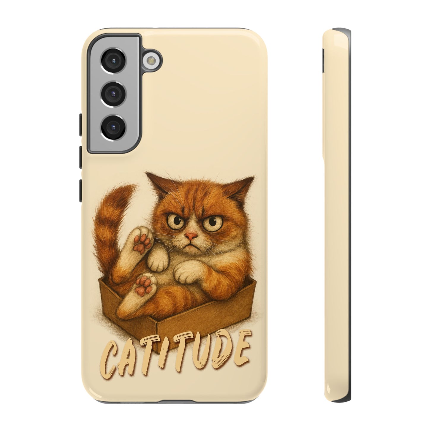 Grumpy Ginger Cat Phone Case CATITUDE in a Box