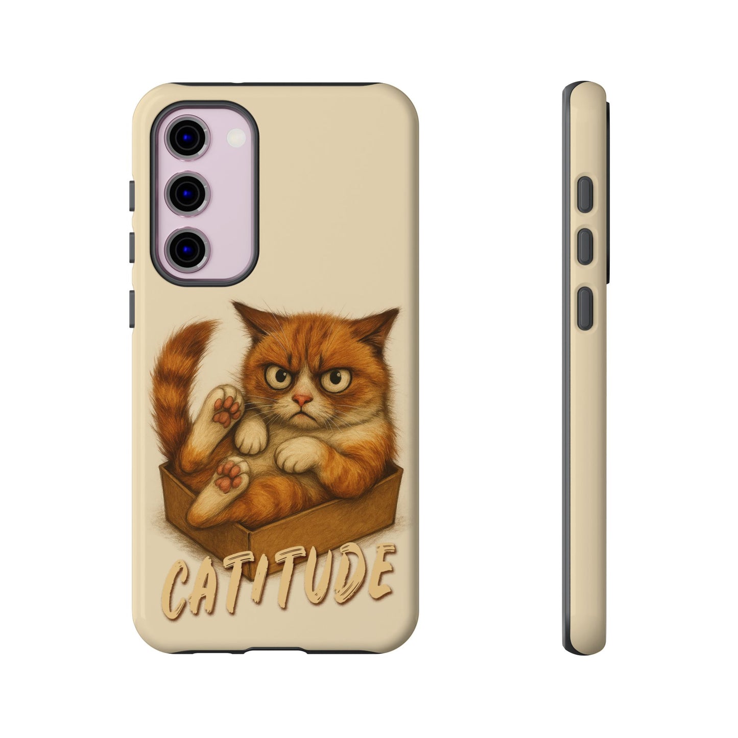 Grumpy Ginger Cat Phone Case CATITUDE in a Box