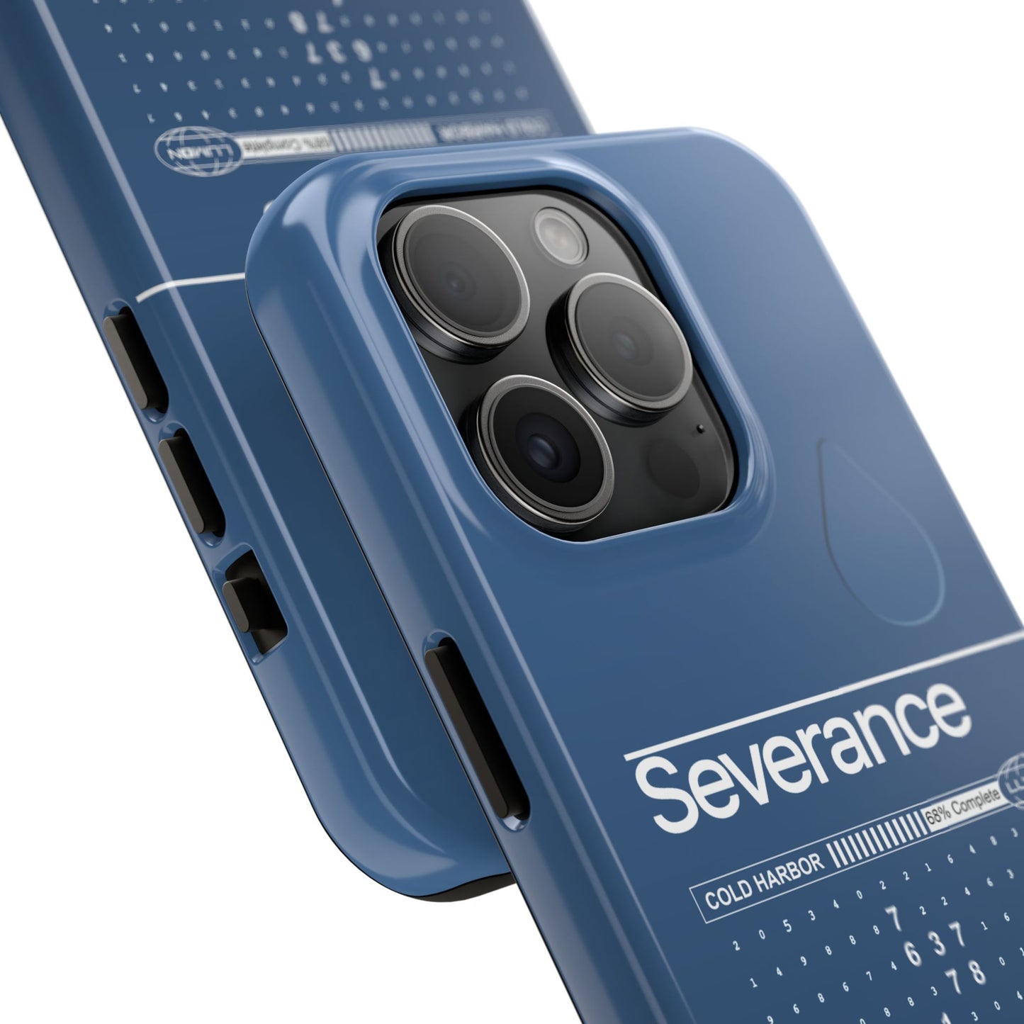 Severance Inspired Phone Case Cold Harbor Corporate Blue Design