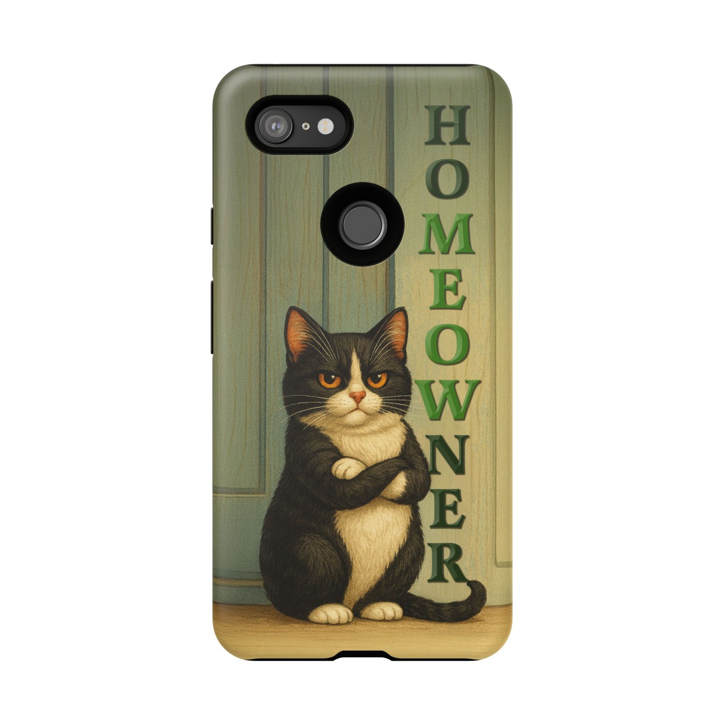 Proud Cat Homeowner Phone Case – Funny Black & White Cat Design