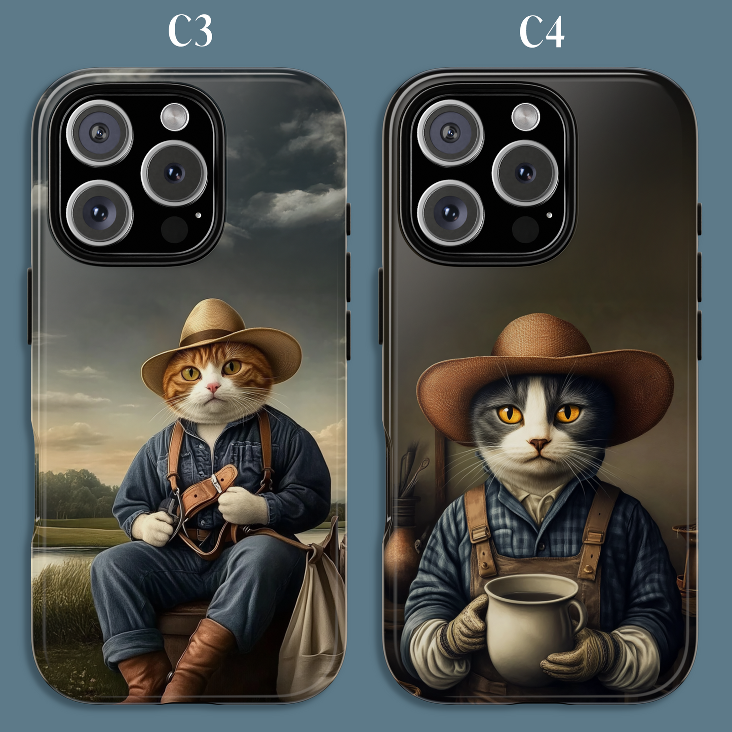 Custom Cat Portraiture Phone Case Vintage Character
