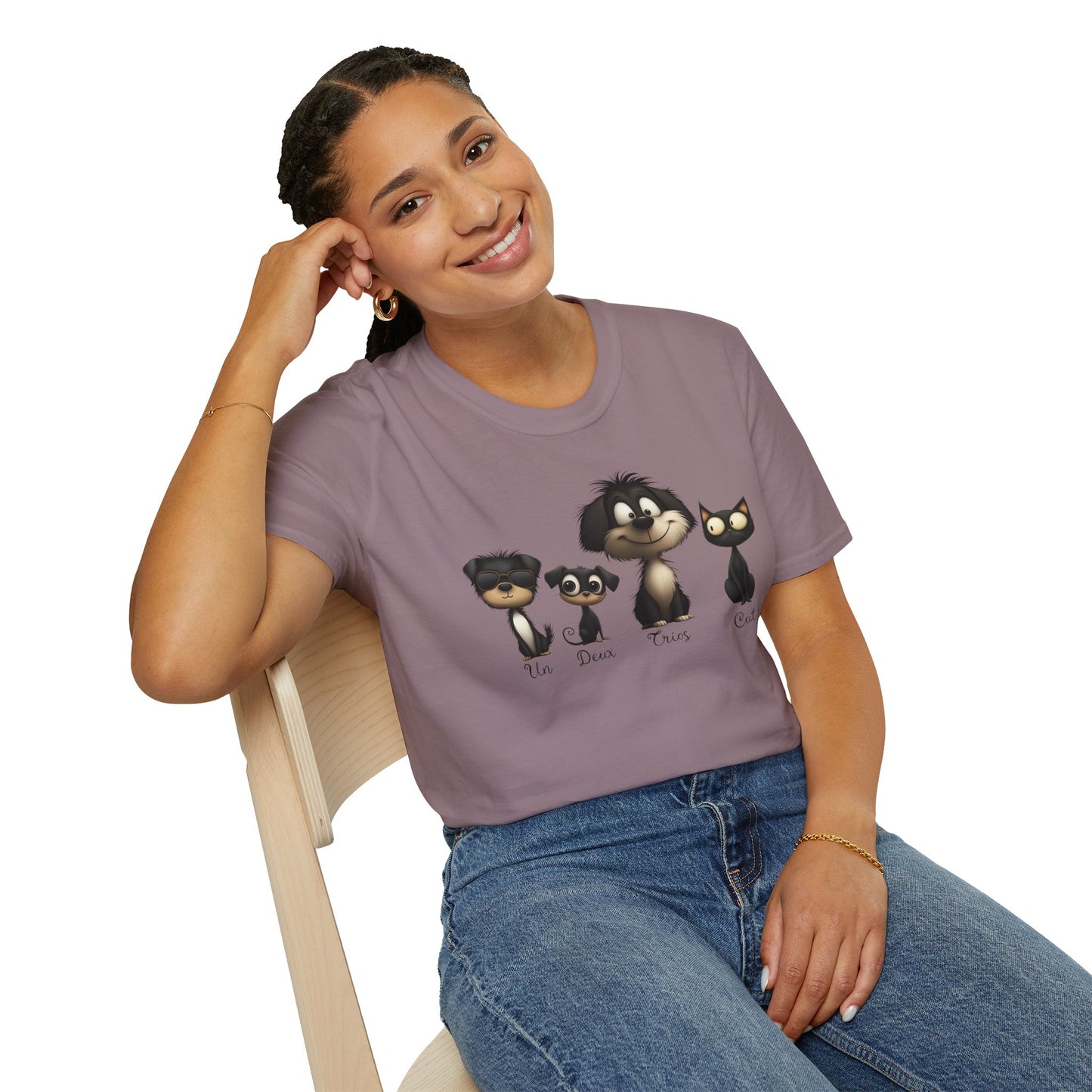 French Numbers Cat Dog T-Shirt