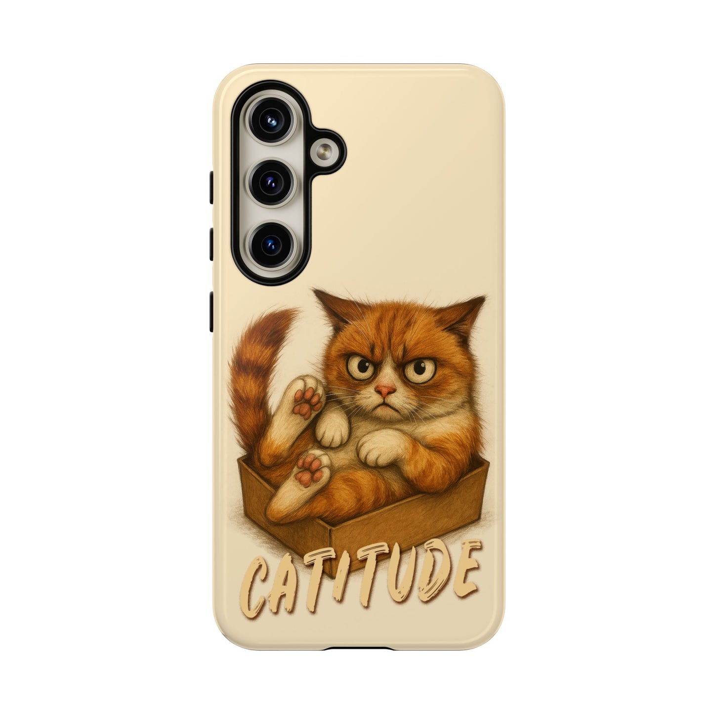 Grumpy Ginger Cat Phone Case CATITUDE in a Box