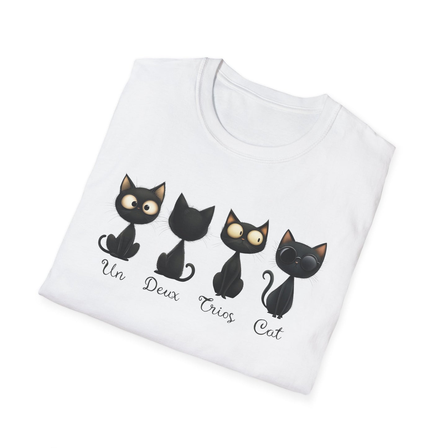 Four Black Cats Funny French Number T Shirt