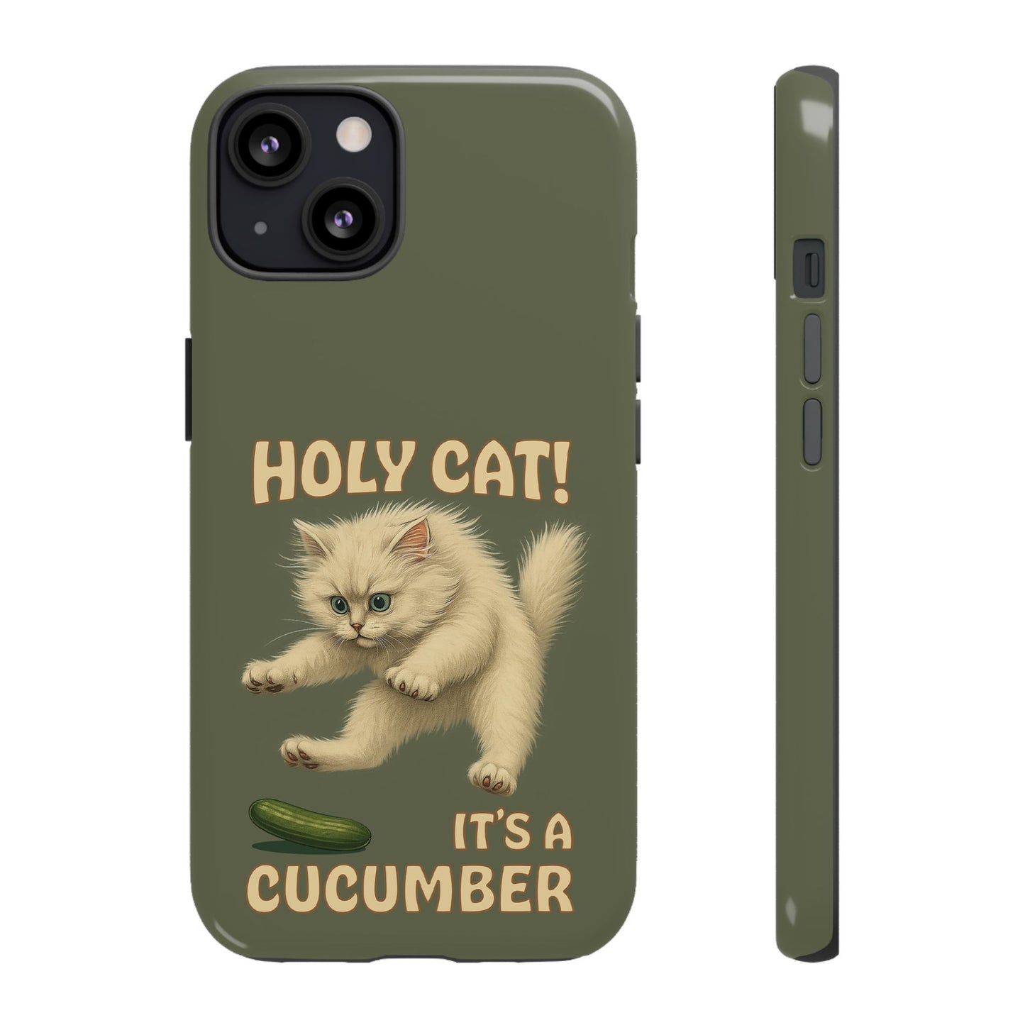 Holy Cat! It's a Cucumber – Funny Jumping Cat Phone Case