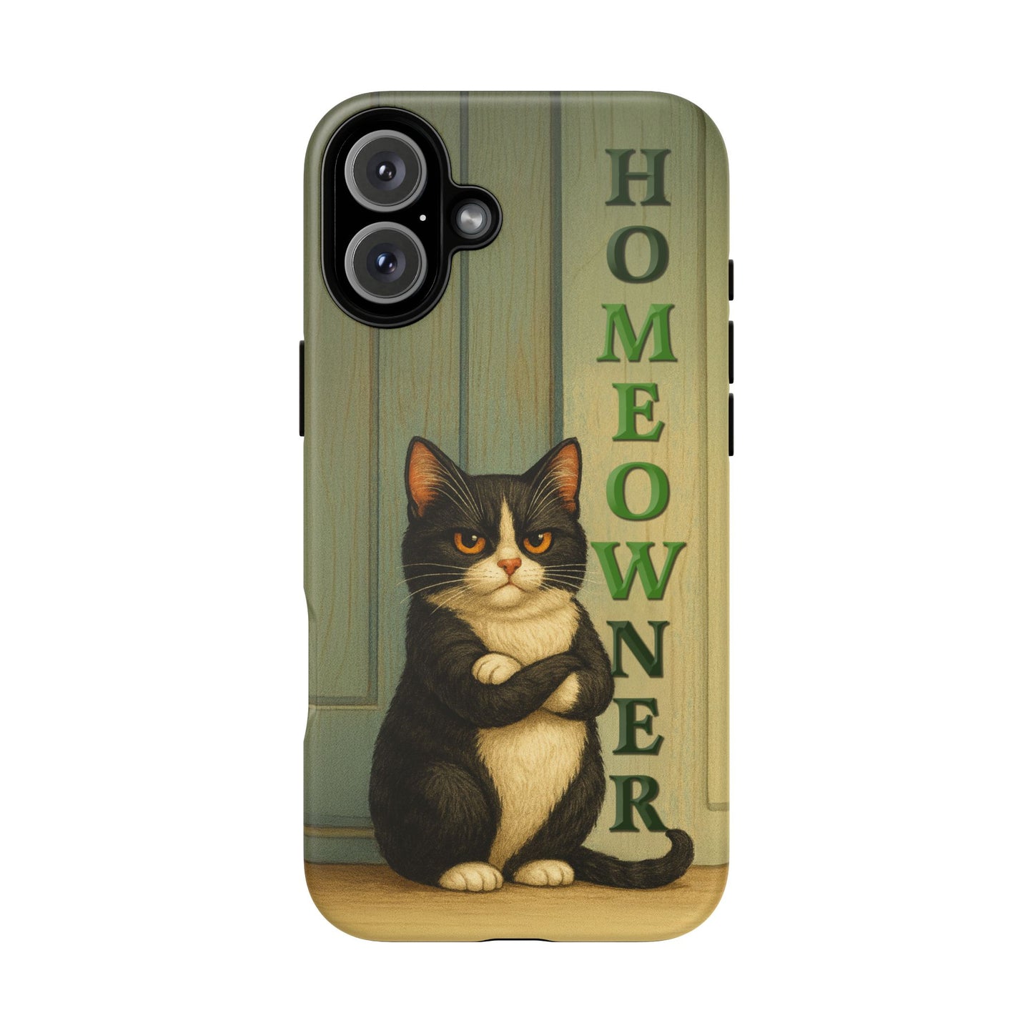 Proud Cat Homeowner Phone Case – Funny Black & White Cat Design