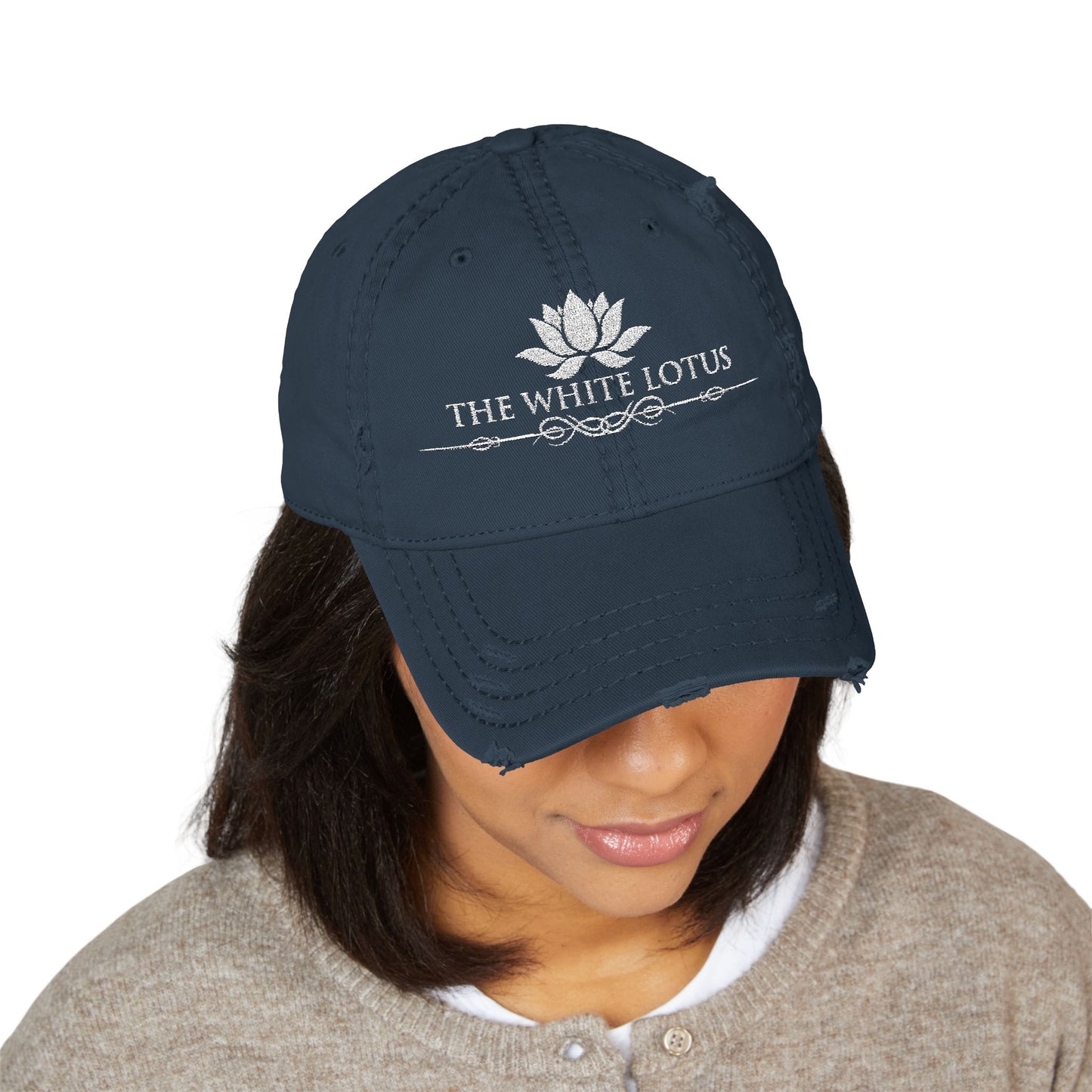 Embroidered Baseball Cap The White Lotus Distressed Beach Resort Apparel