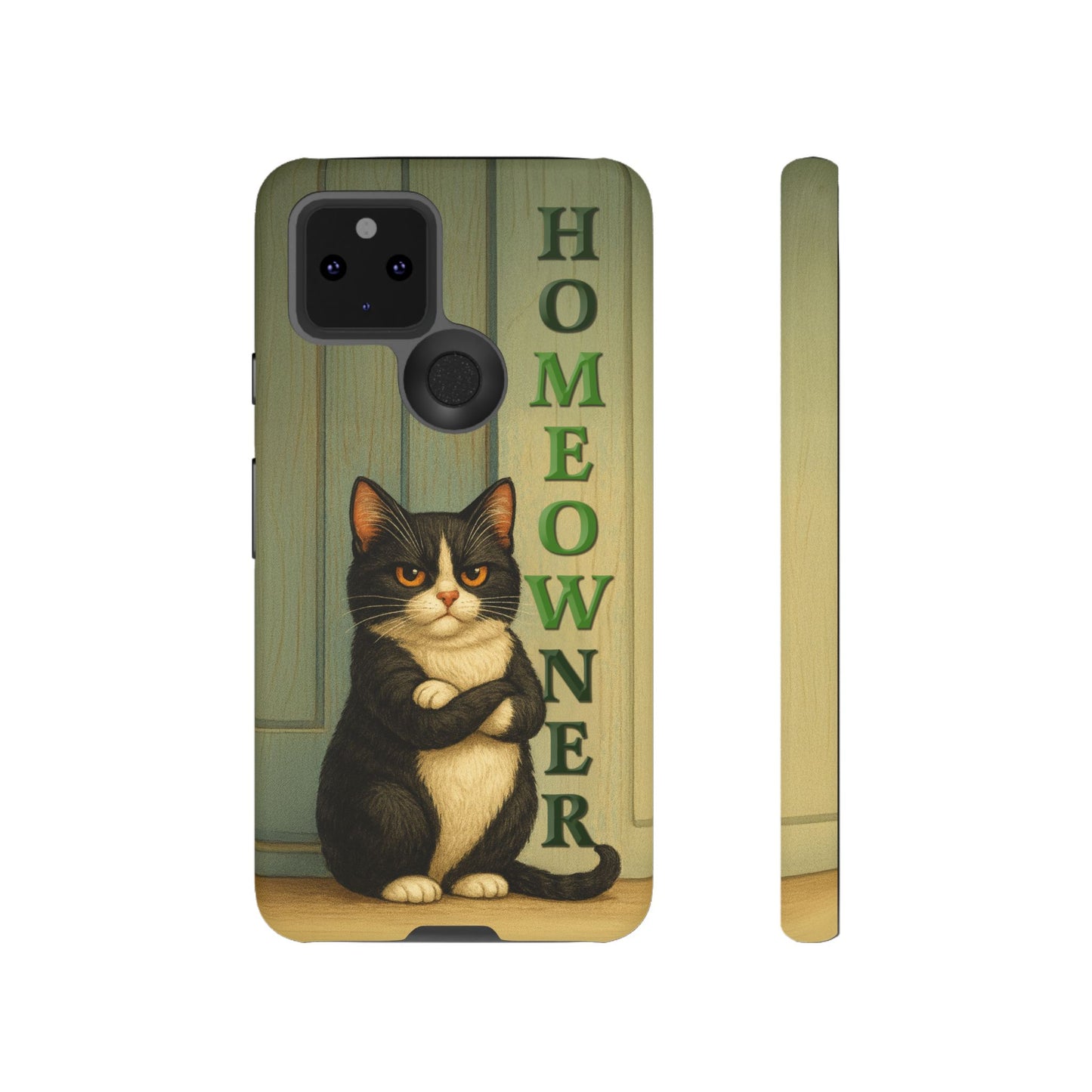Proud Cat Homeowner Phone Case – Funny Black & White Cat Design