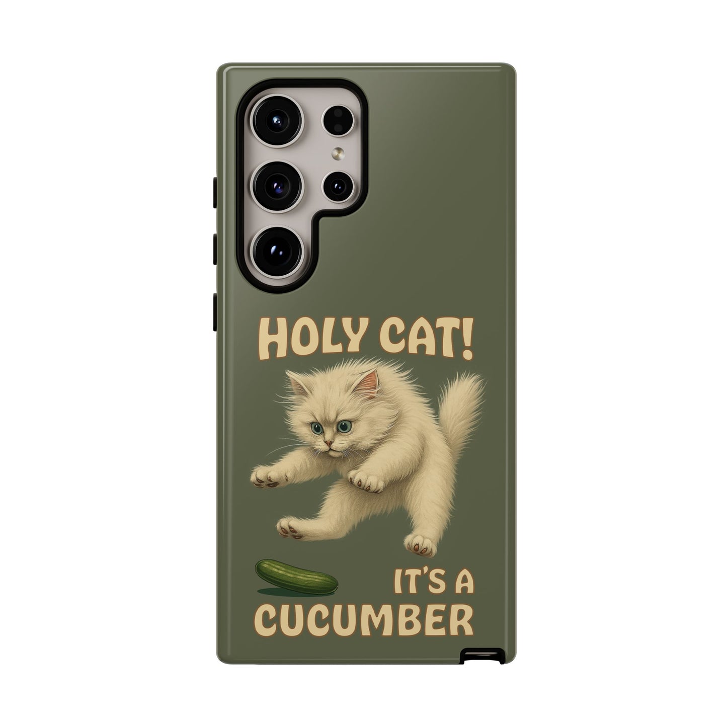 Holy Cat! It's a Cucumber – Funny Jumping Cat Phone Case