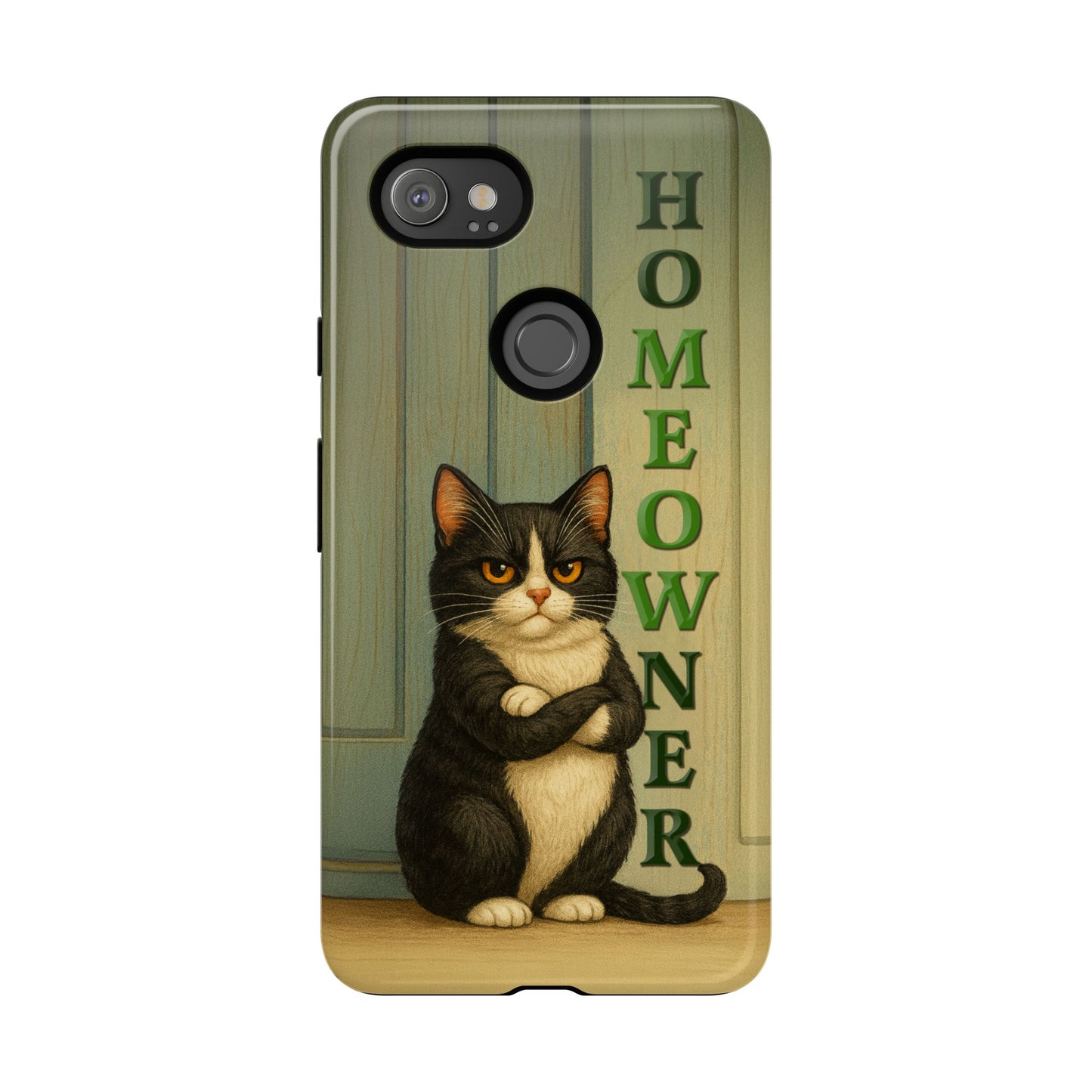 Proud Cat Homeowner Phone Case – Funny Black & White Cat Design