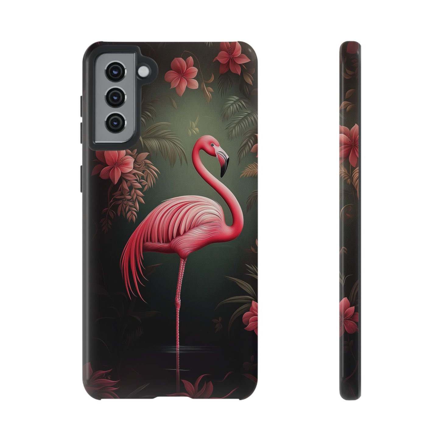Pink Flamingo and Dark Floral Design, Patrick Brown Style