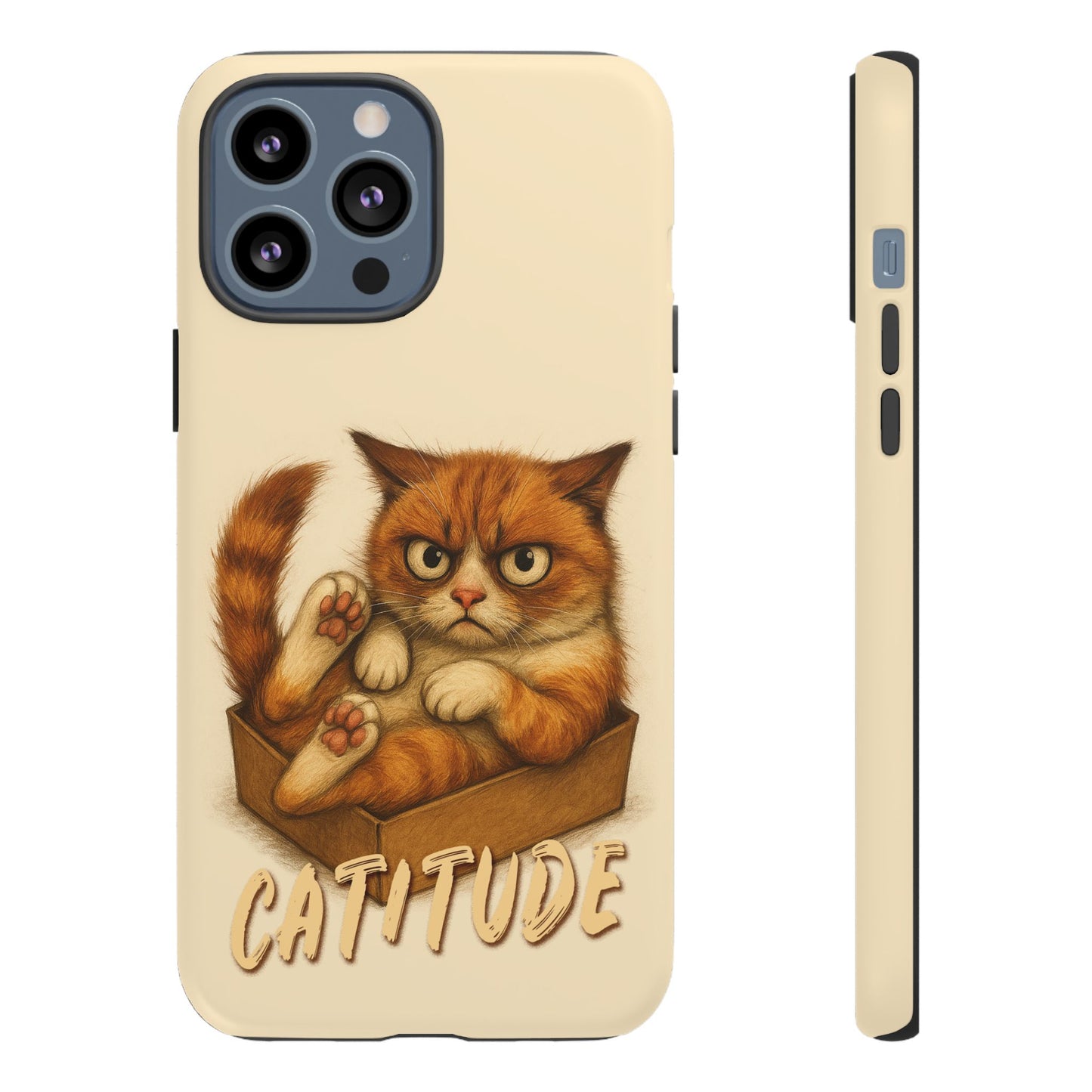 Grumpy Ginger Cat Phone Case CATITUDE in a Box