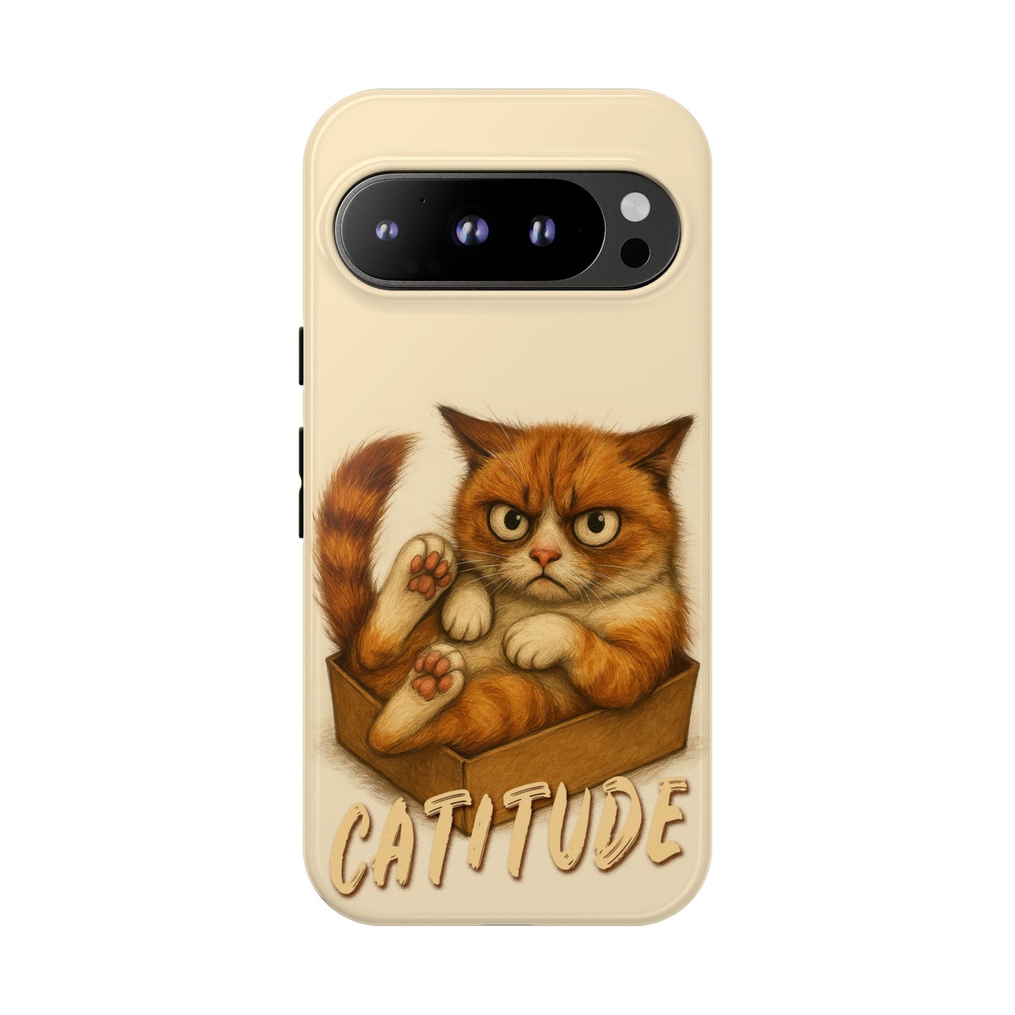 Grumpy Ginger Cat Phone Case CATITUDE in a Box