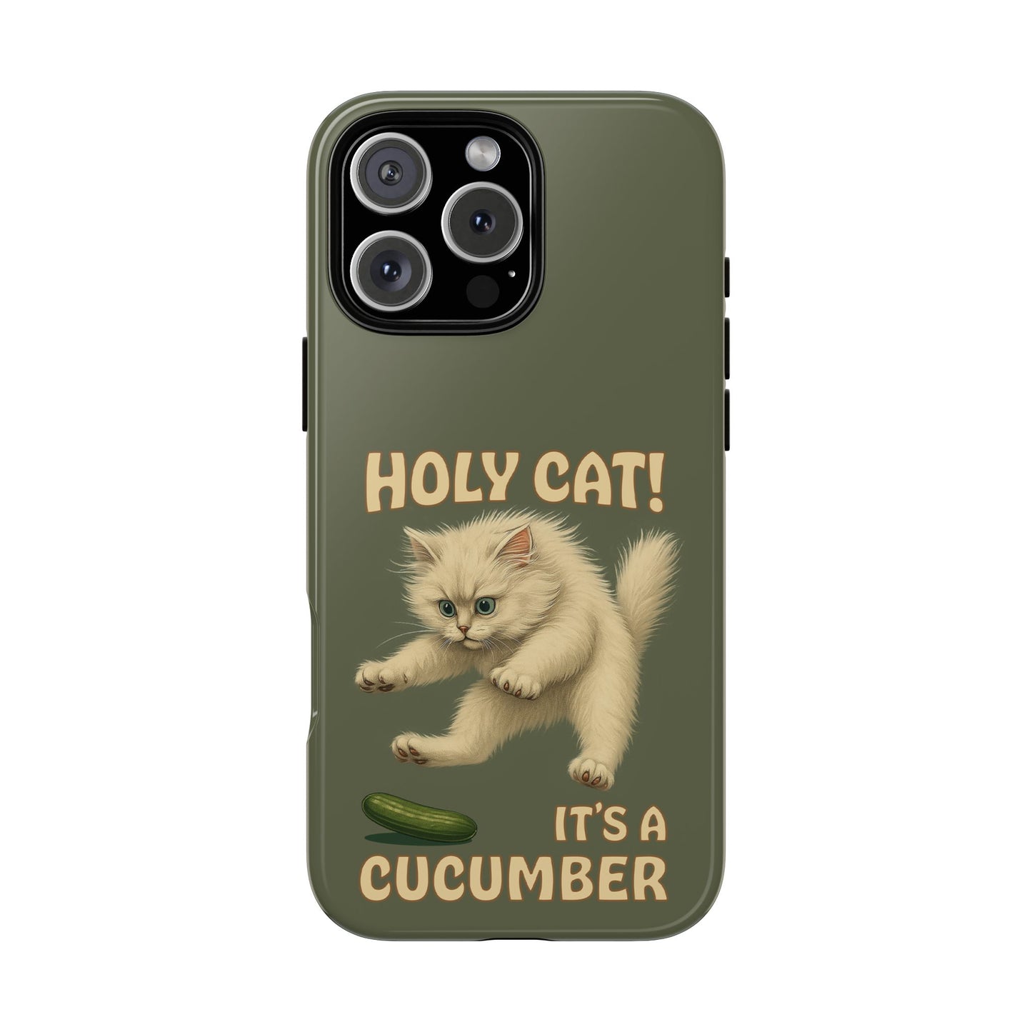 Holy Cat! It's a Cucumber – Funny Jumping Cat Phone Case