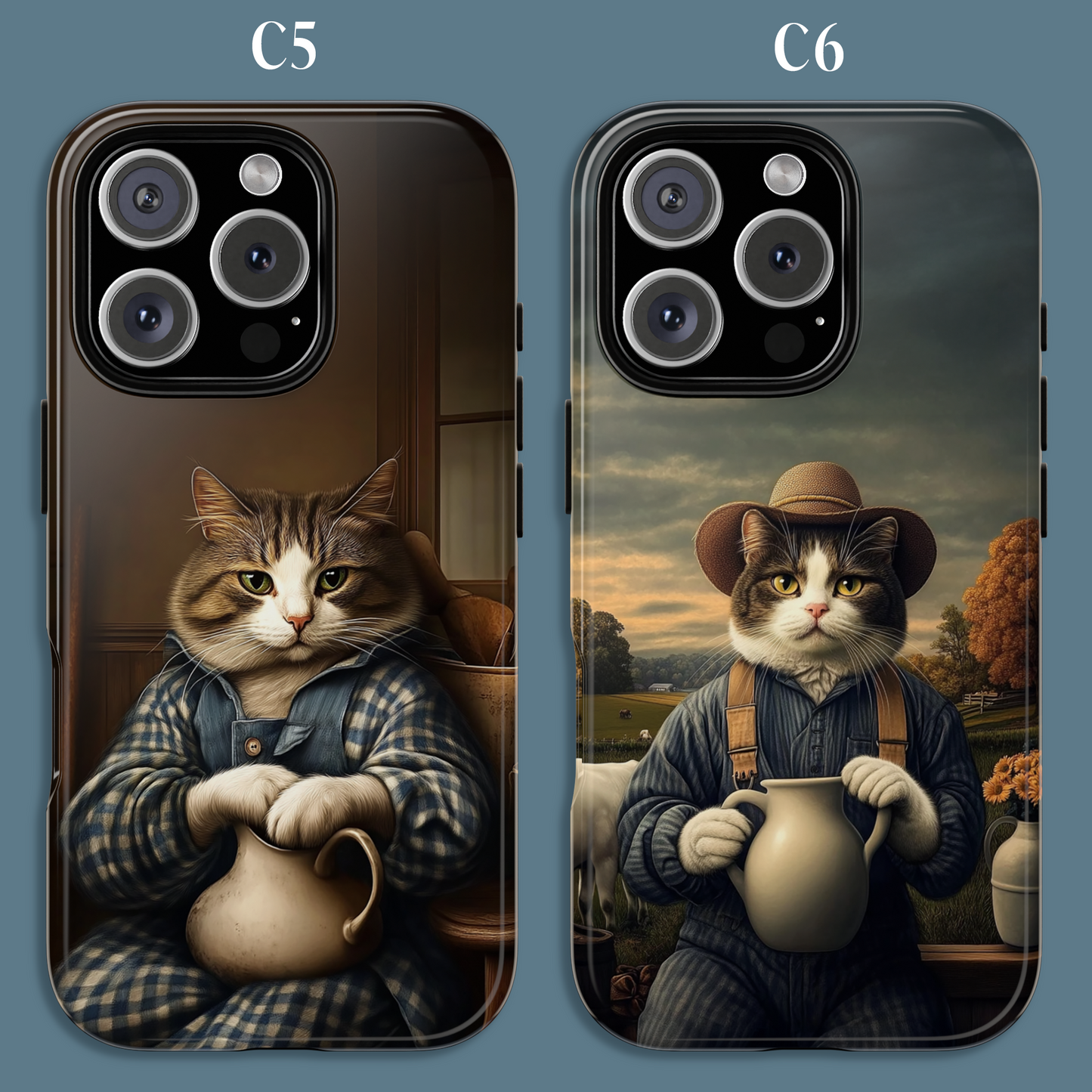Custom Cat Portraiture Phone Case Vintage Character