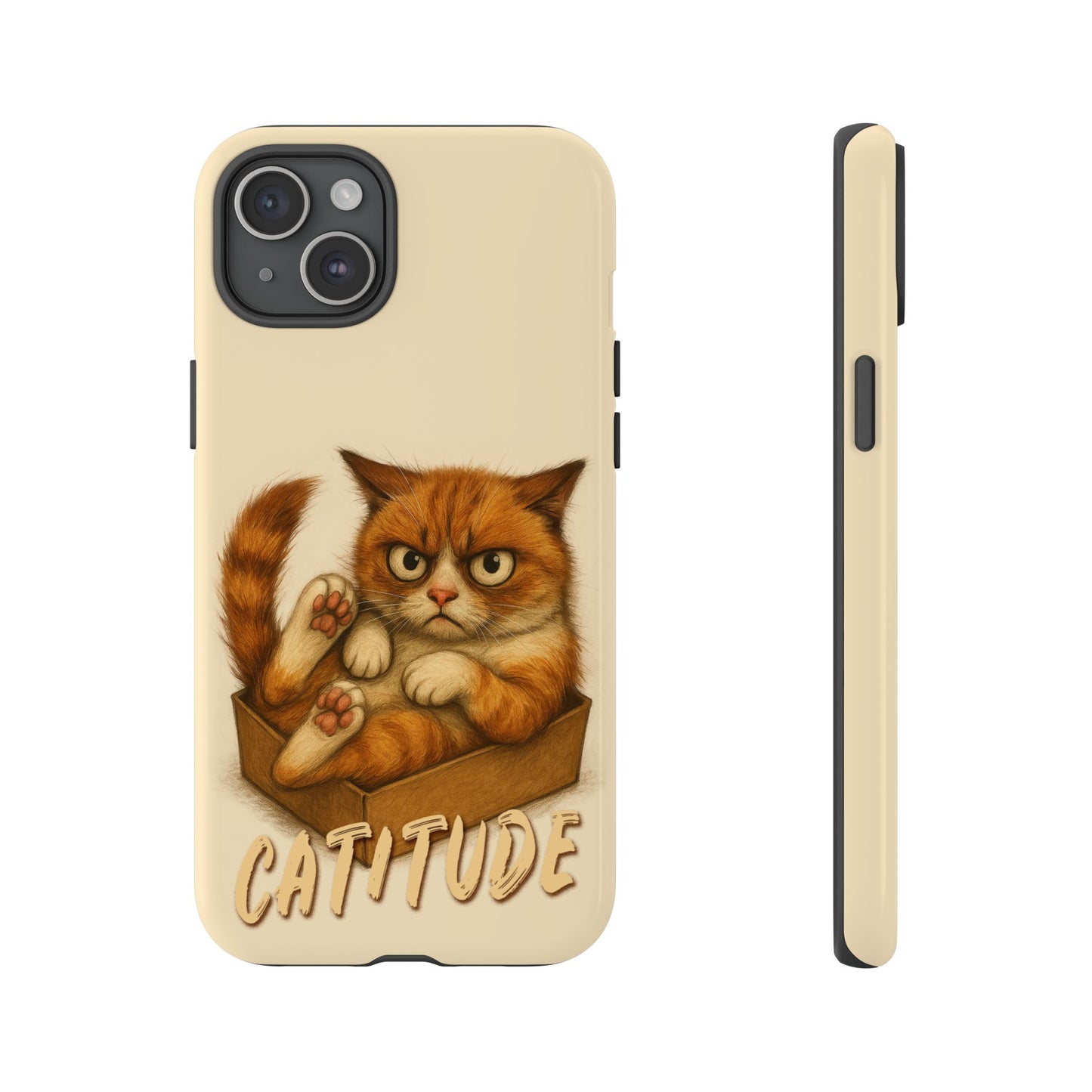Grumpy Ginger Cat Phone Case CATITUDE in a Box