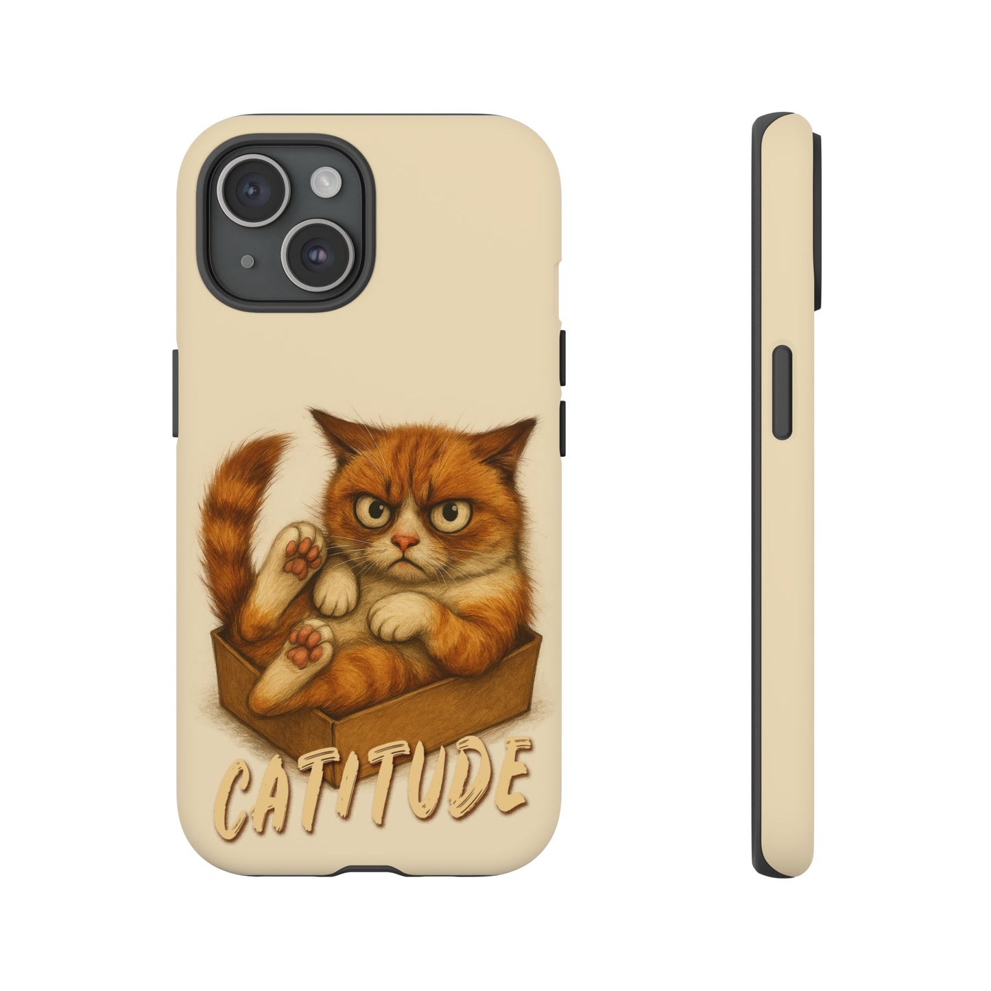 Grumpy Ginger Cat Phone Case CATITUDE in a Box