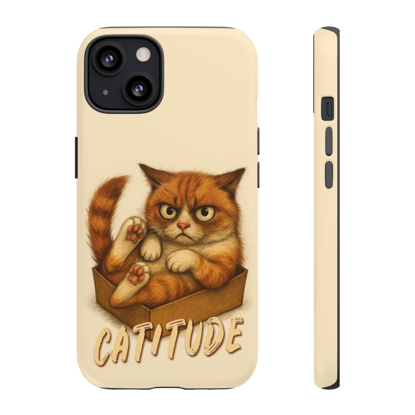 Grumpy Ginger Cat Phone Case CATITUDE in a Box