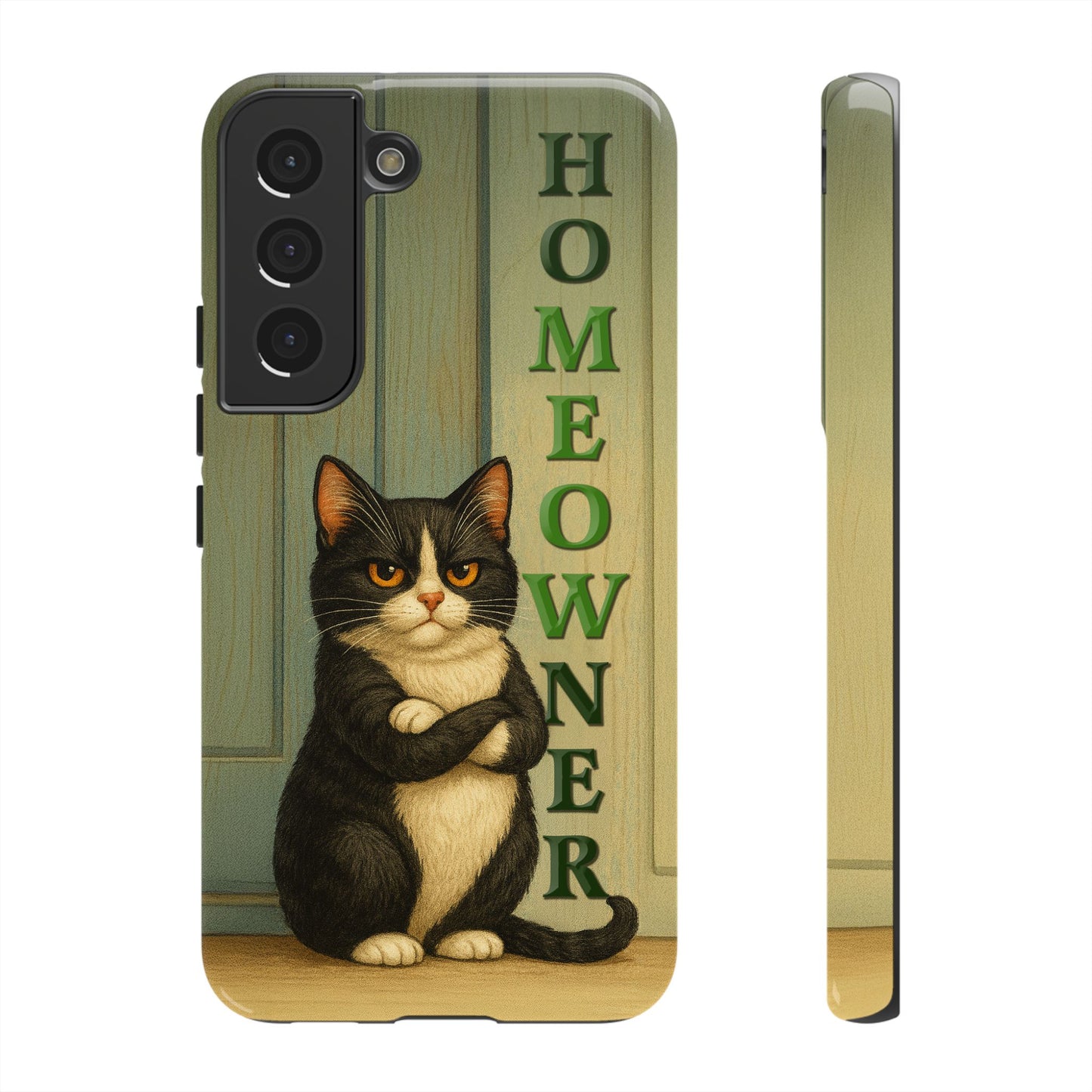 Proud Cat Homeowner Phone Case – Funny Black & White Cat Design